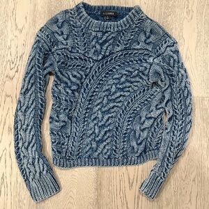 INTERMIX Textured Blue Cable Knit Sweater